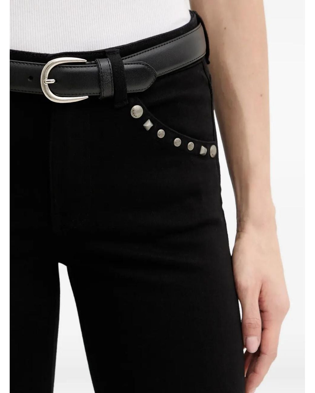 Miss Sixty Black Studded-Detail Flared Jeans