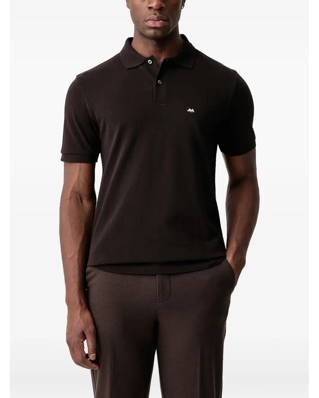 Lindbergh Black Embroidered-Logo Polo Shirt for men