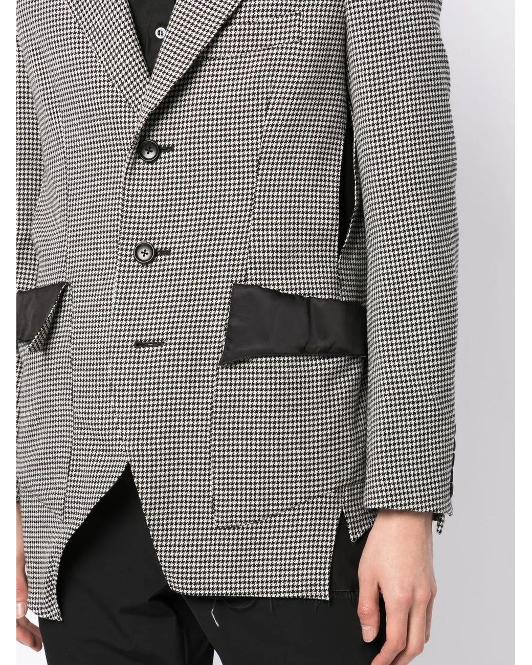 Sulvam Gray Houndstooth Layered Blazer for men