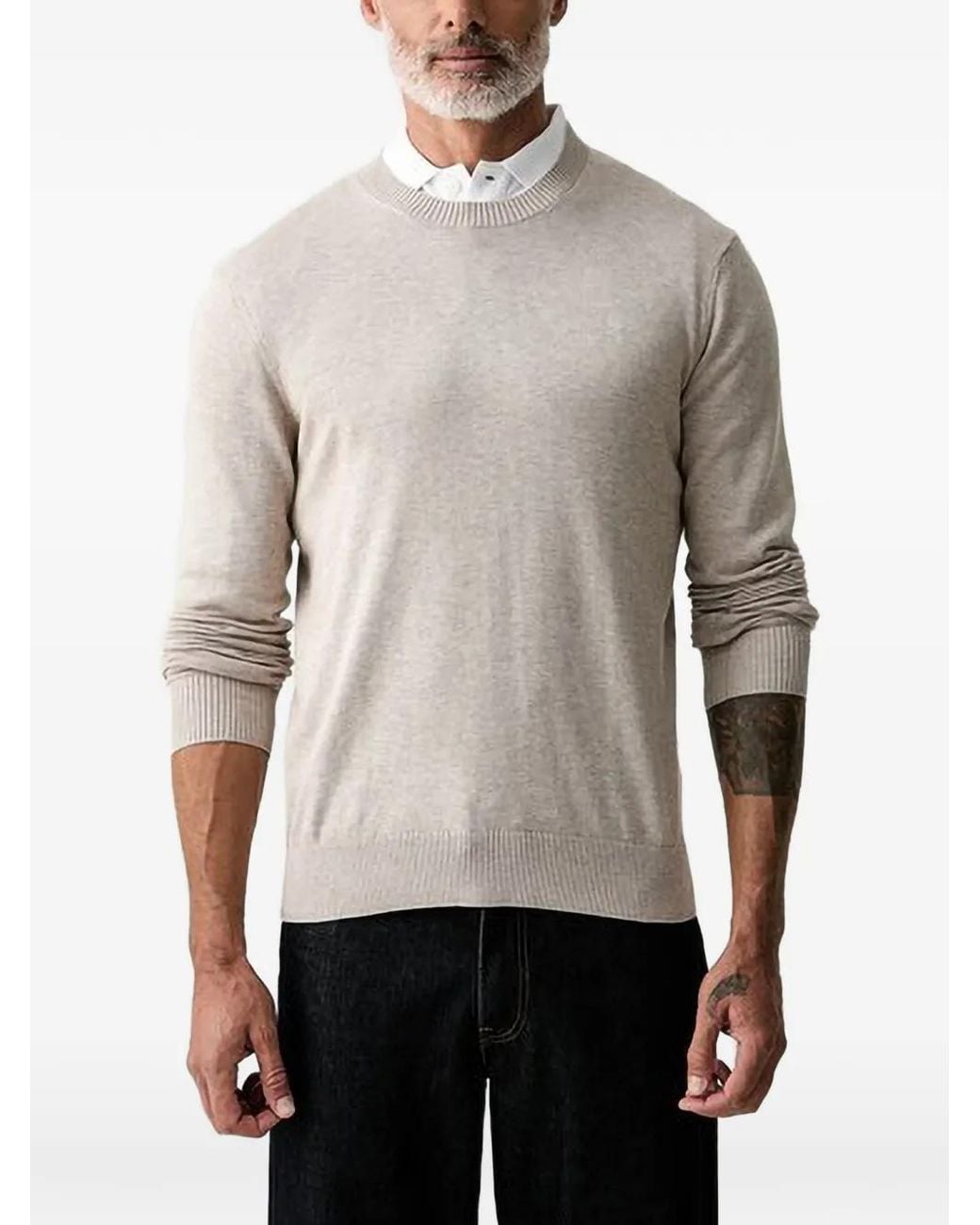 Hackett Gray Logo-Embroidered Sweater for men
