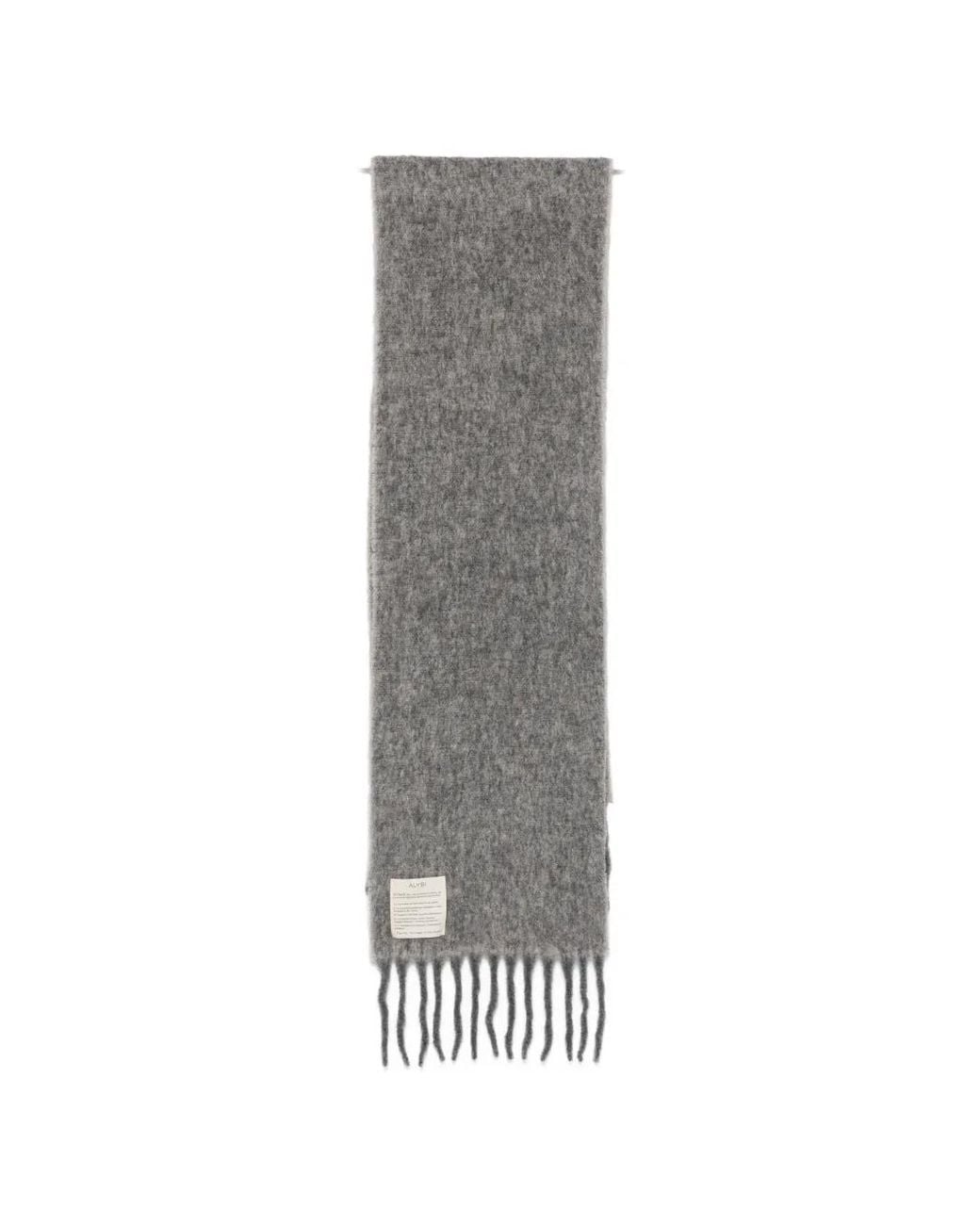 Alysi Gray Fringed Knitted Scarf