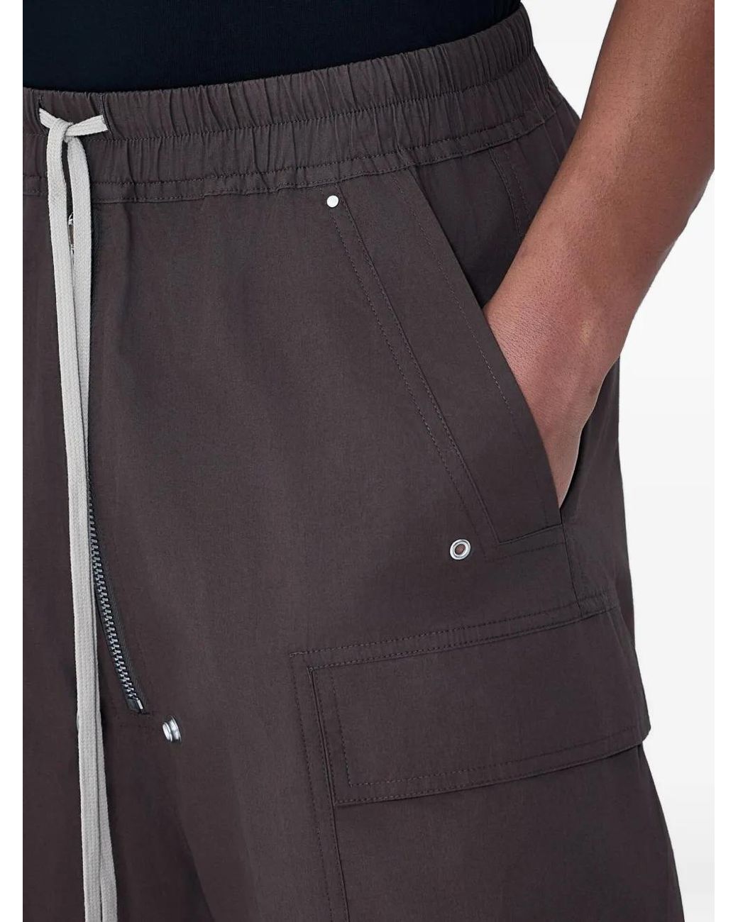 Rick Owens Gray Elasticated Cargo Shorts for men
