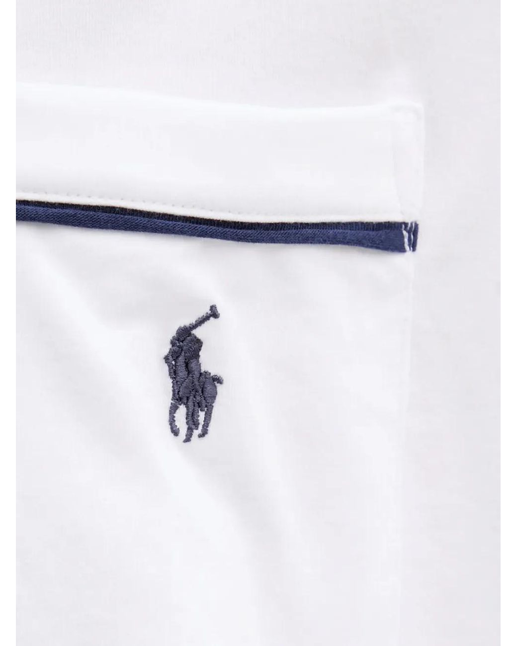Polo Ralph Lauren White Piped-Trim Embroidered-Logo Pajamas