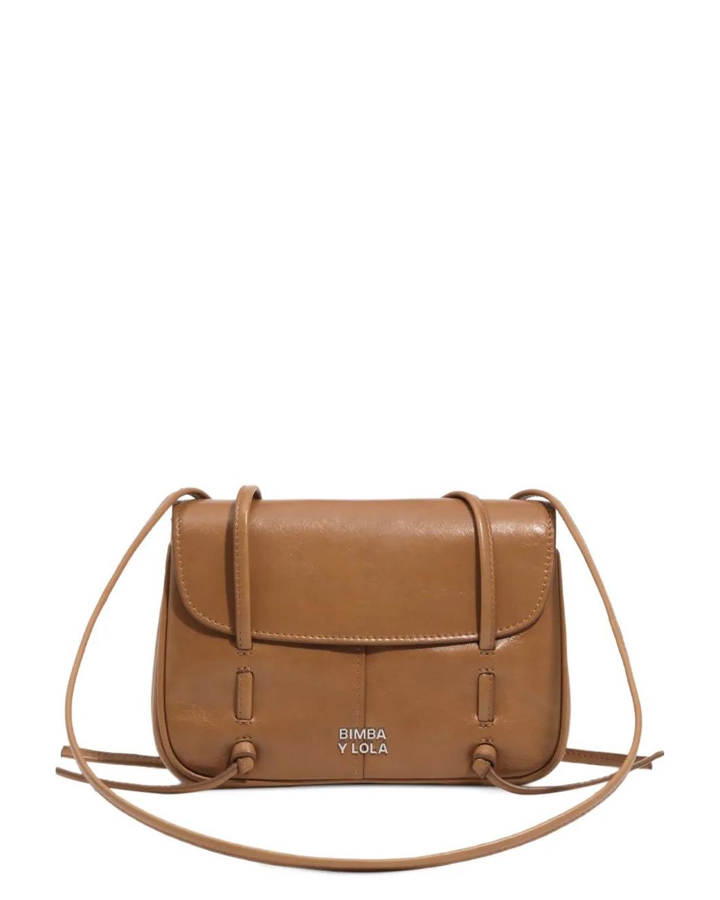 Bimba Y Lola Brown Honey Leather Mini Flap Bag