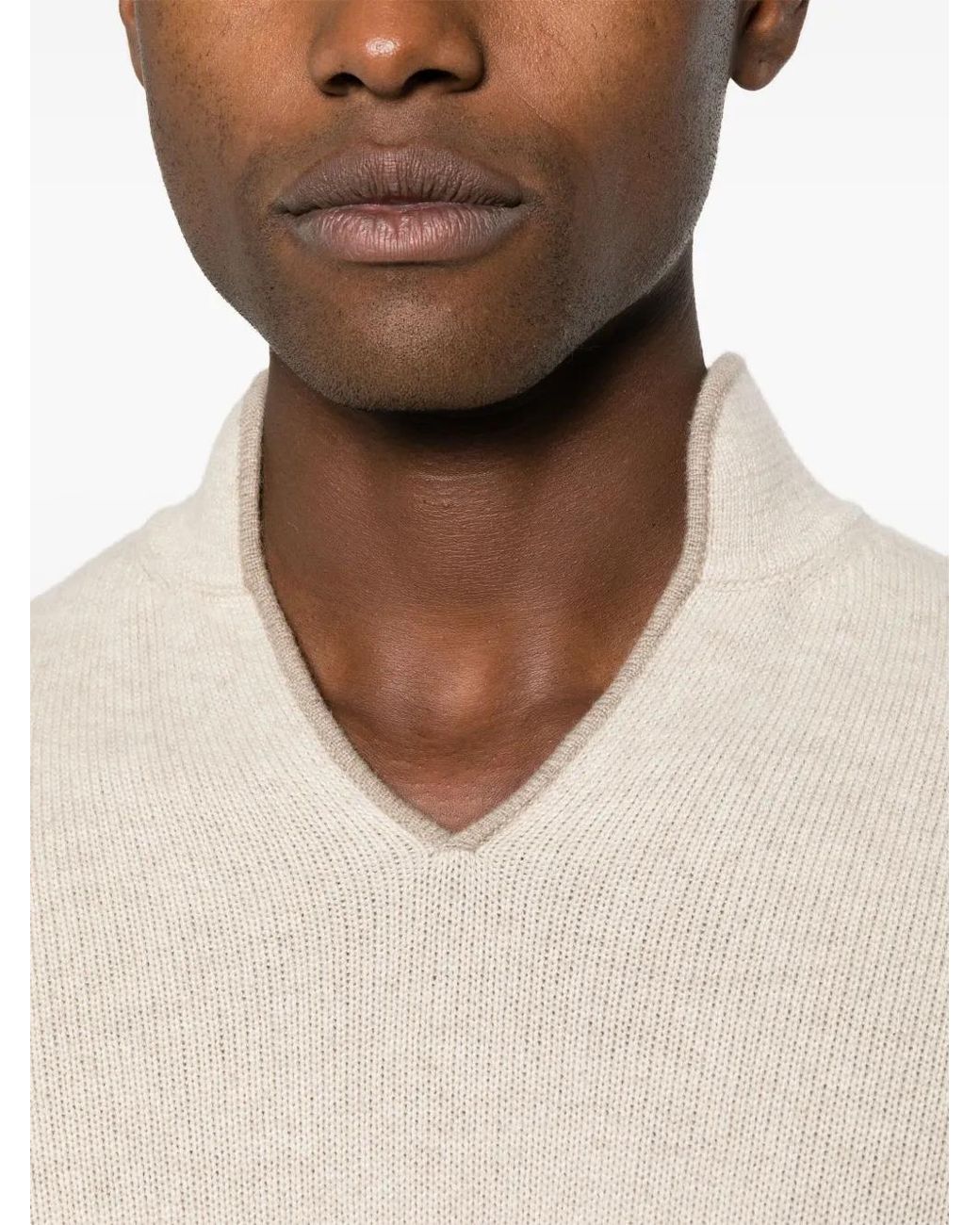 Sease White Fine-Knit Cashmere Jumper for men