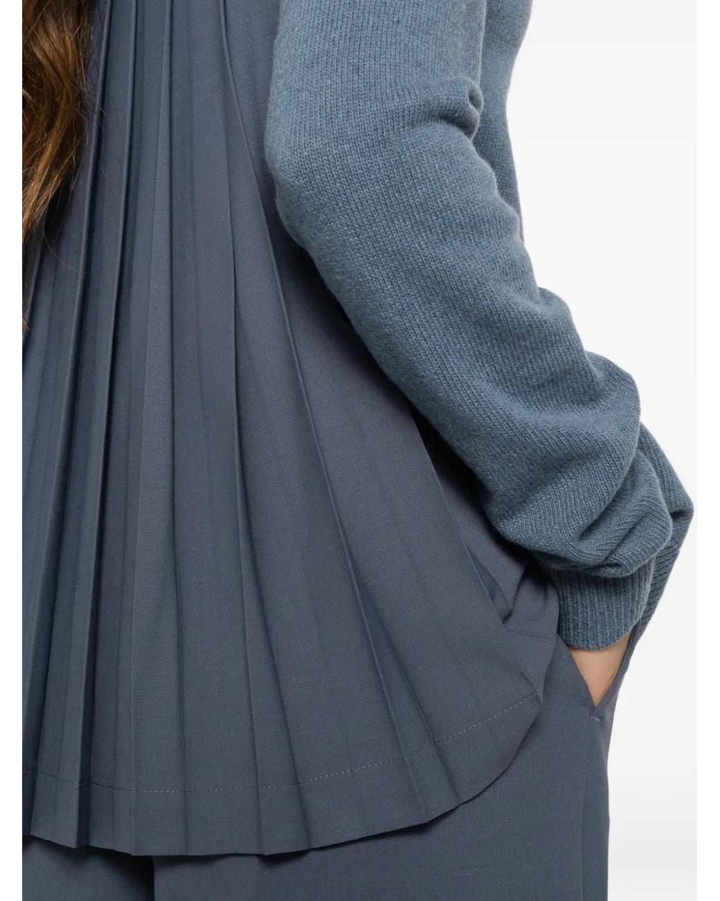 Semicouture Blue Pleated-Back Cardigan