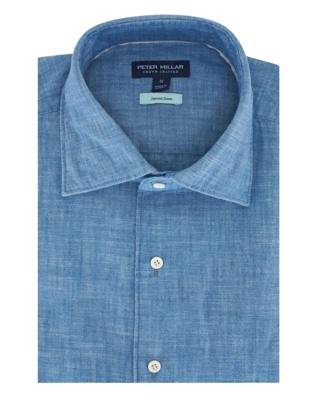 Peter Millar Chambray Overhemd in het Blue voor heren
