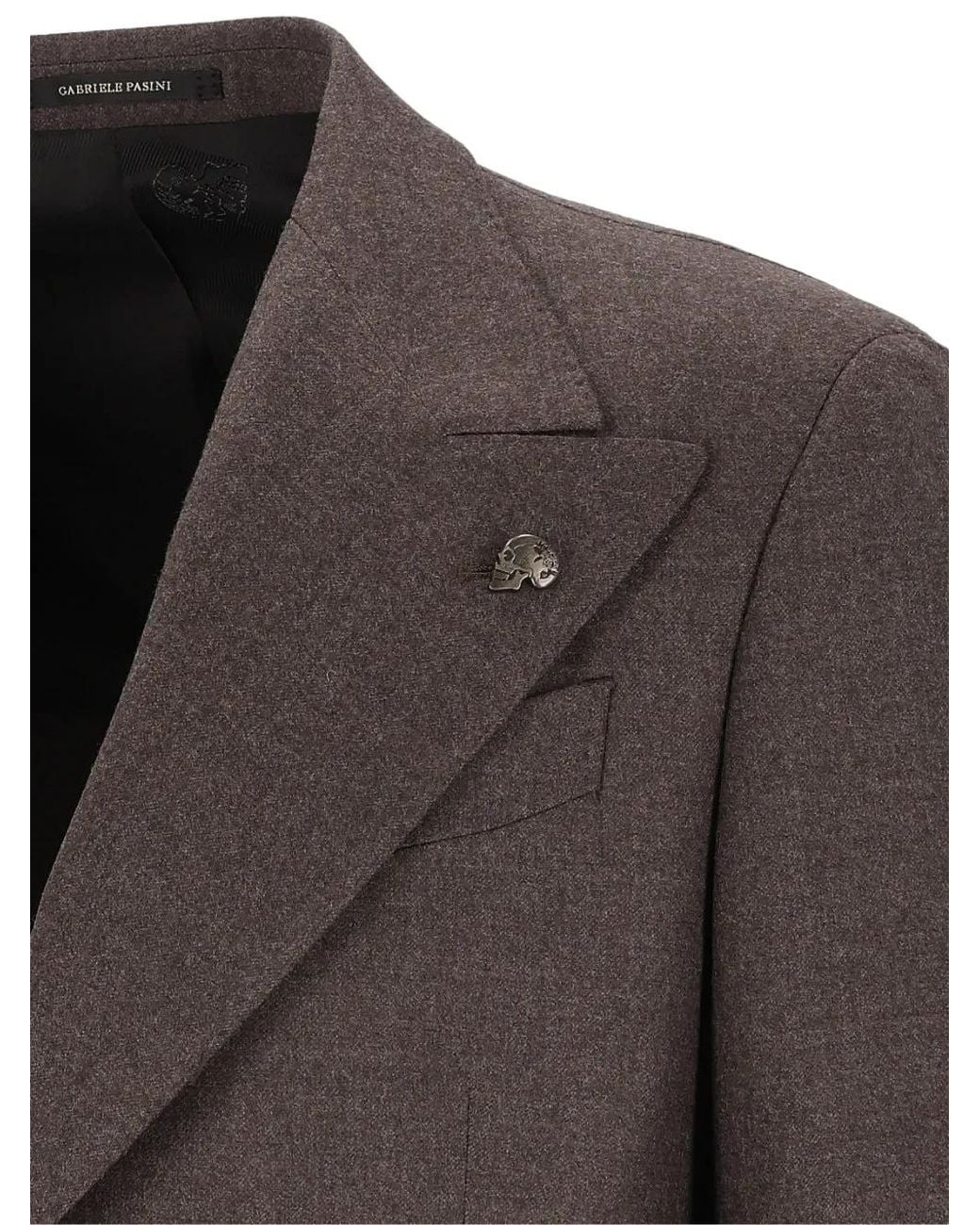 Gabriele Pasini Black Peak-Lapel Single-Breasted Suit for men
