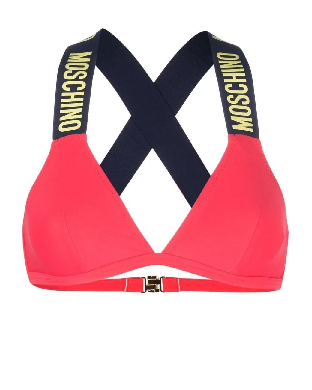 Moschino Red Logo-Embossed Bikini Top