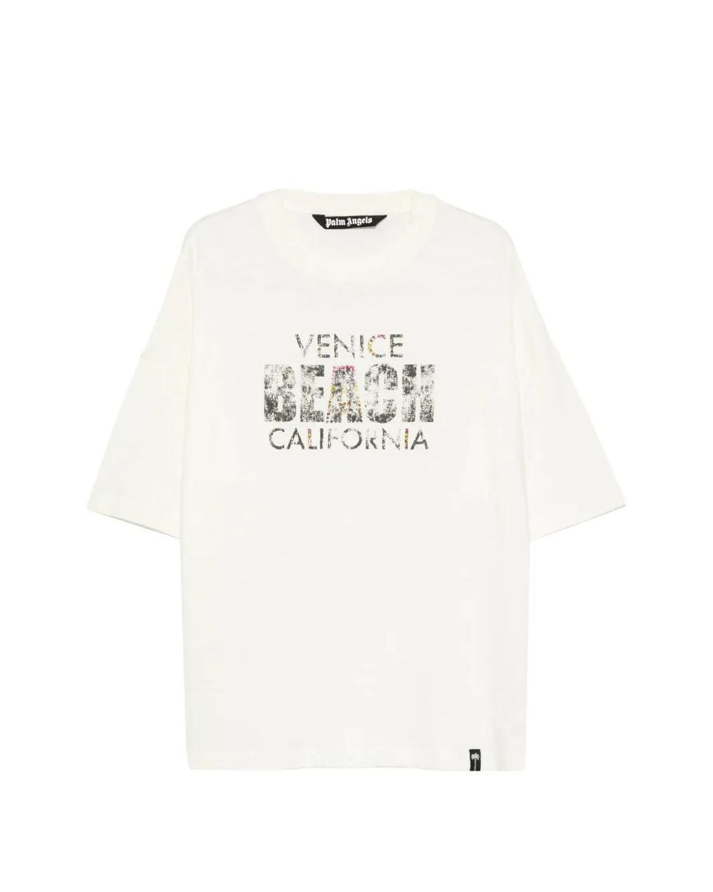 Palm Angels White Graphic-Print Rhinestone-Embellished T-Shirt for men