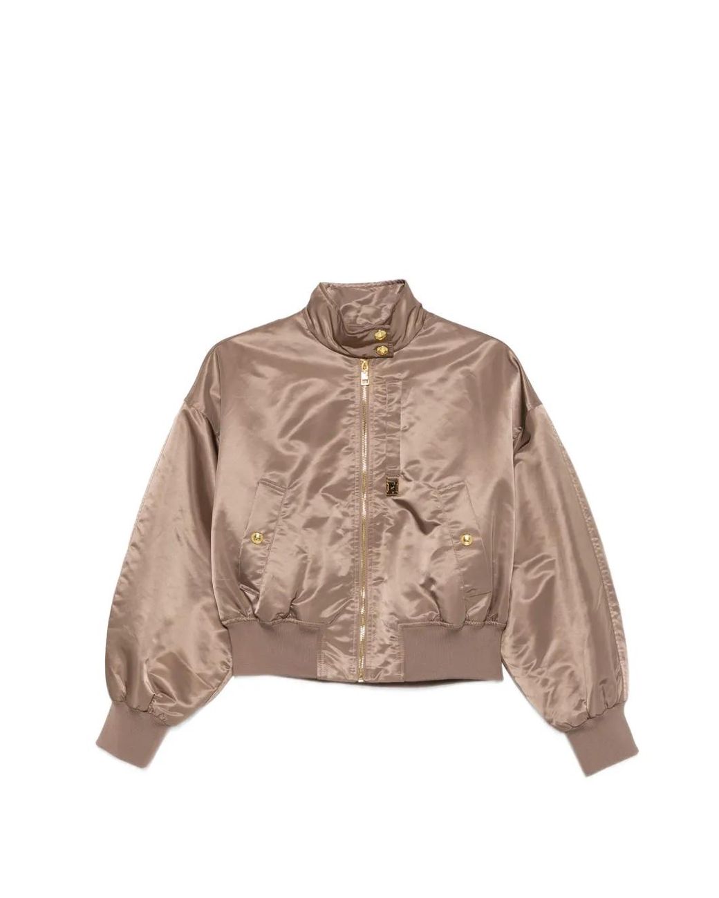 Elisabetta Franchi Nylon Blouson Jacket in Natural | Lyst Canada