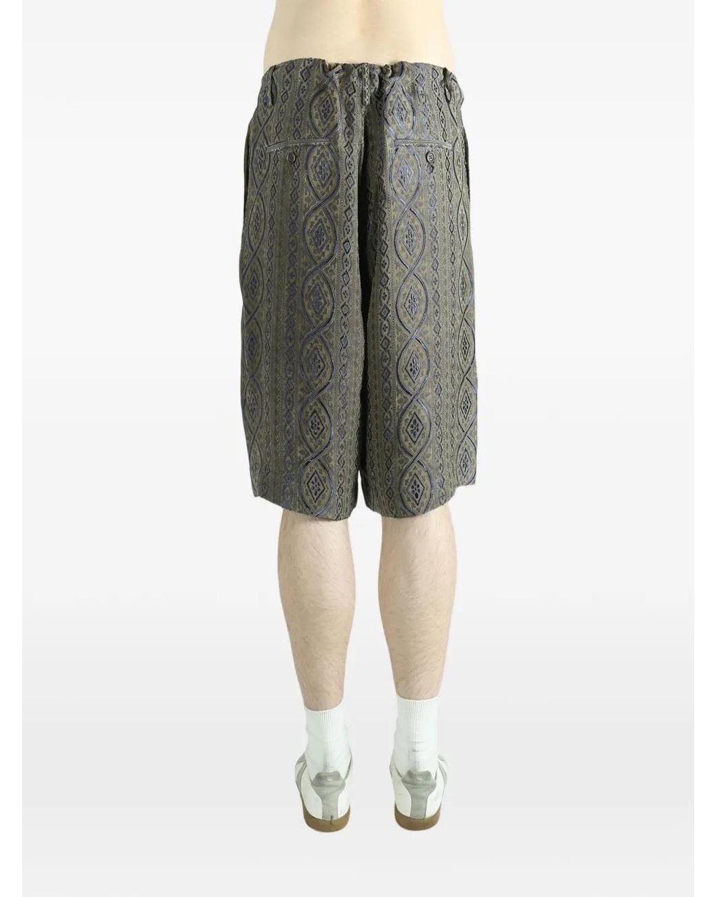Uma Wang Gray Pallor Patterned Drawstring Shorts for men