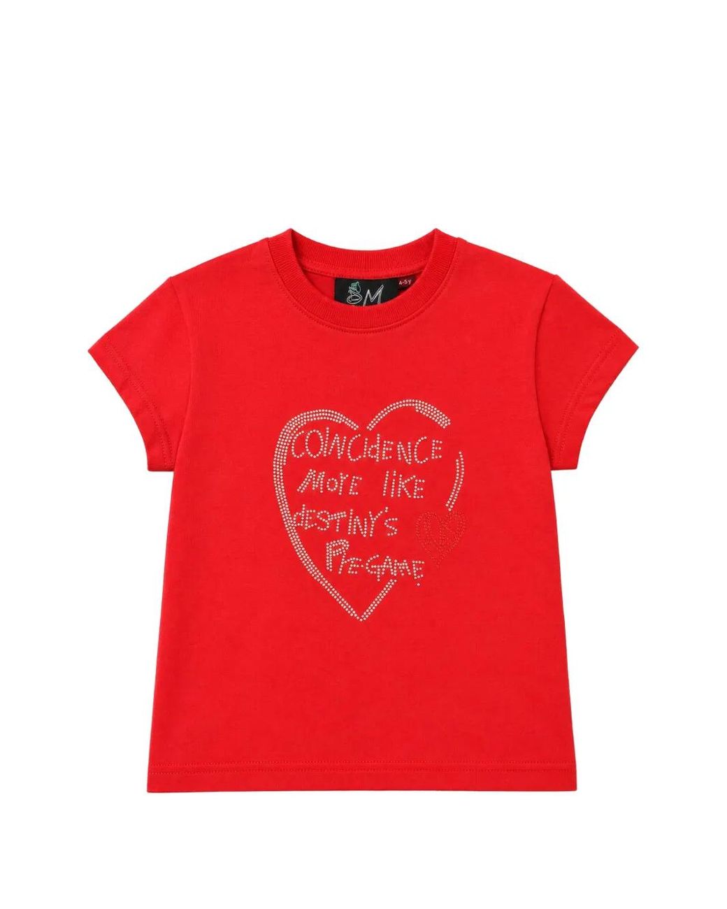 ANDERSSON BELL Red Rhinestone-Embellished Heart-Motif T-Shirt