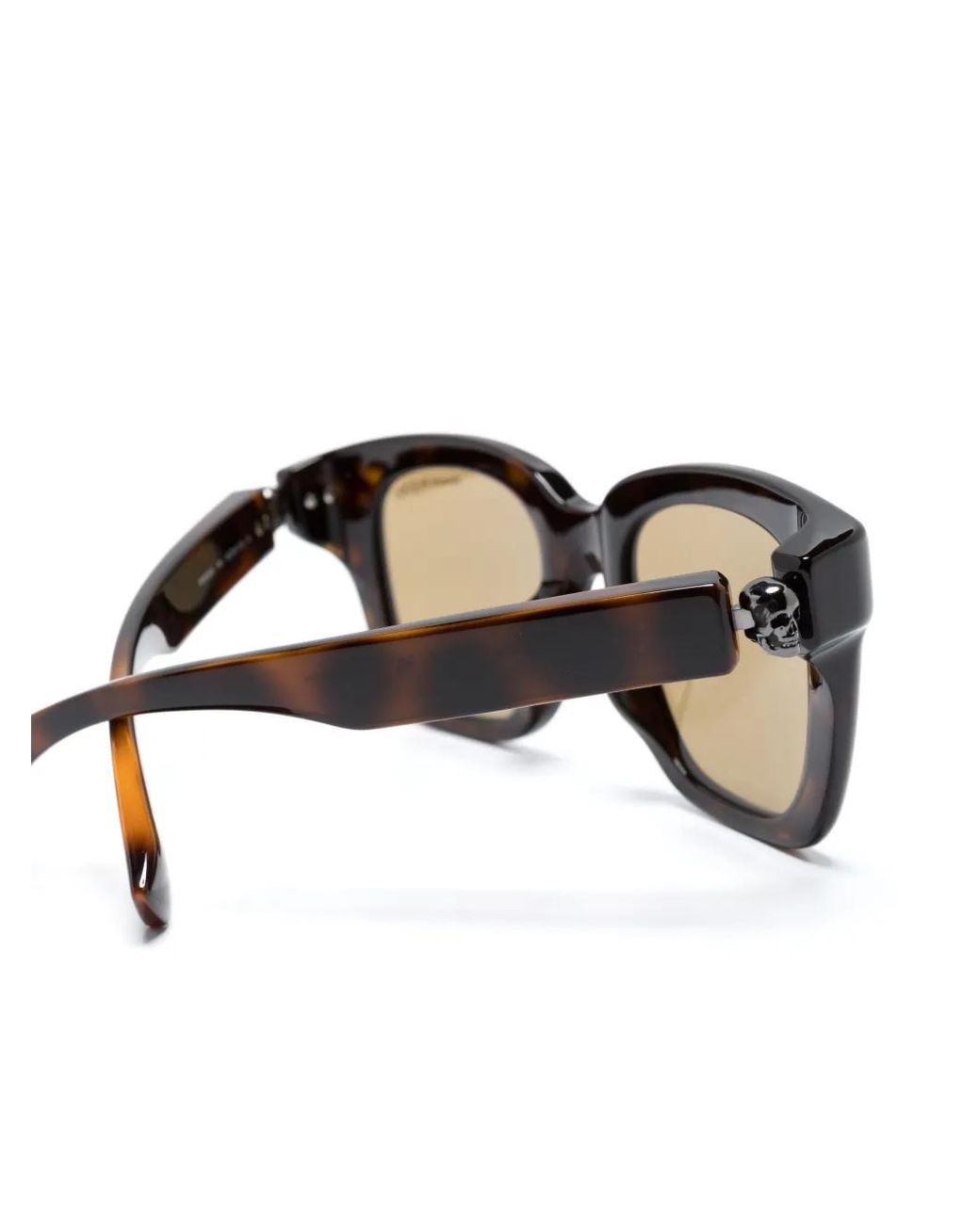 McQueen Natural Tortoiseshell-Effect Square-Frame Sunglasses