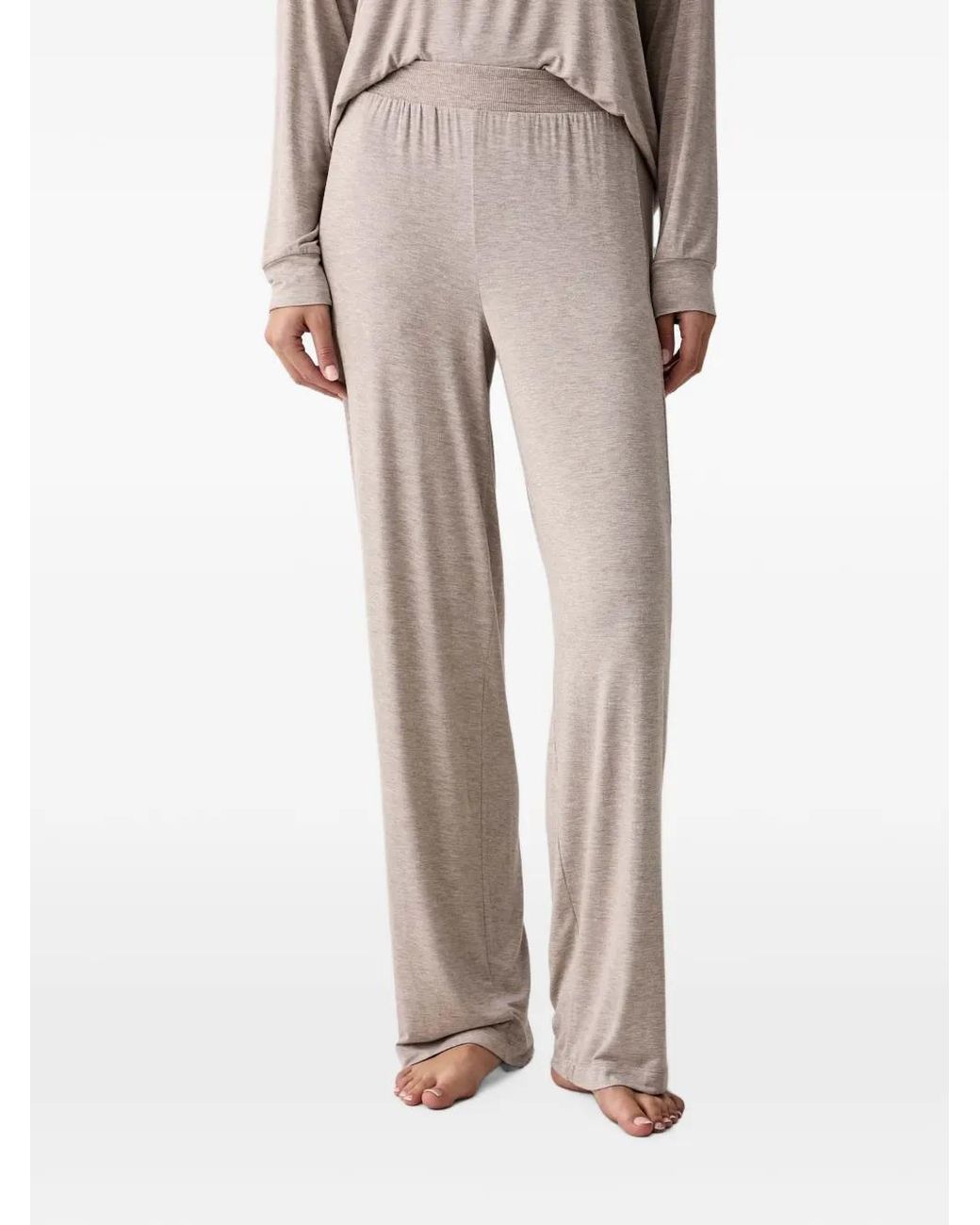 DKNY Natural Logo-Print Long-Sleeve Pajamas