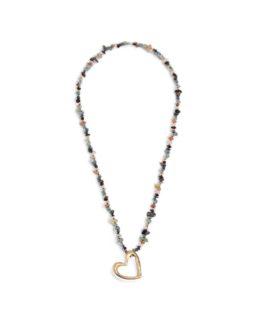 Bimba Y Lola Metallic Textured Heart Stone Necklace