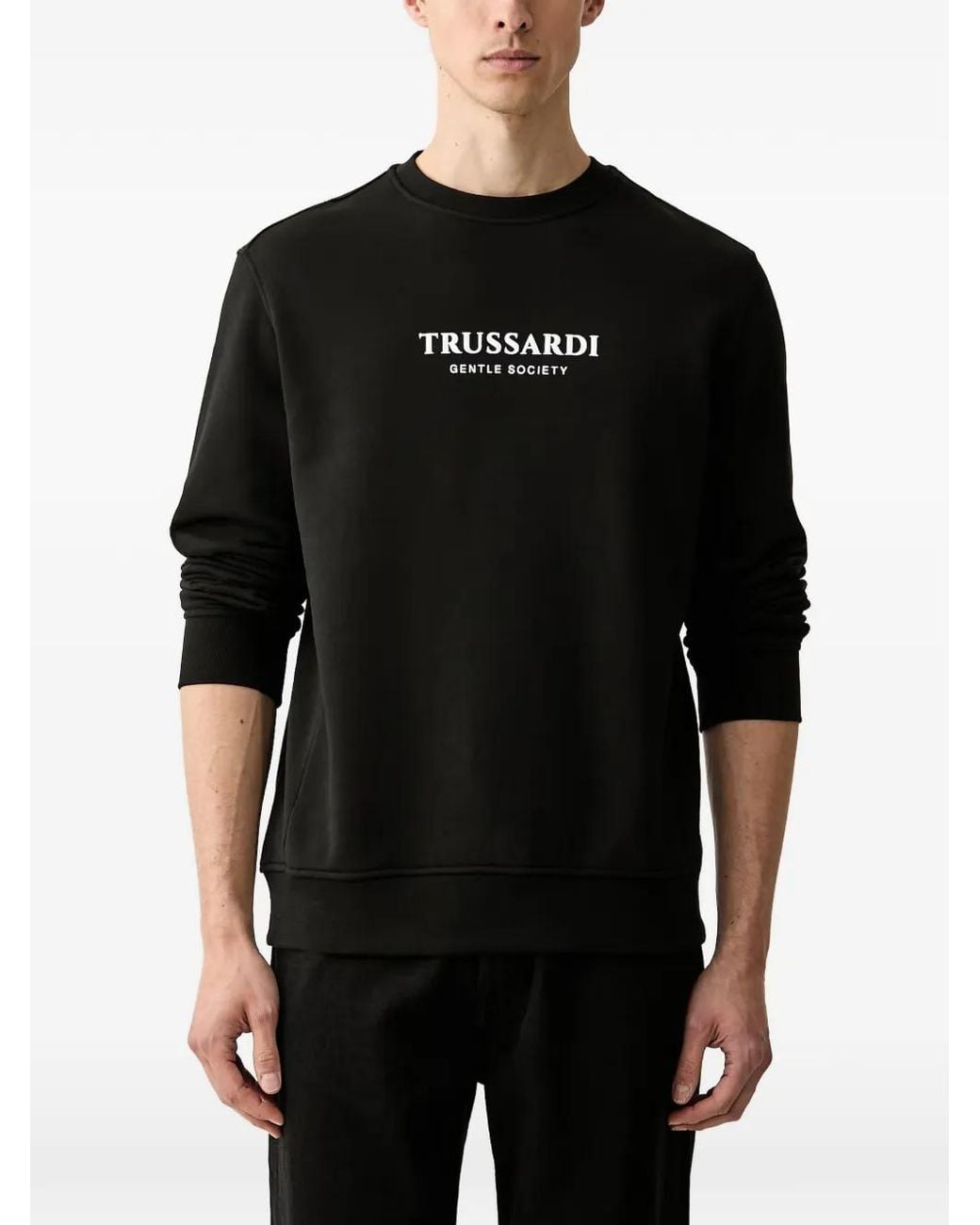 Trussardi Black Logo-Print Crew-Neck Sweater for men