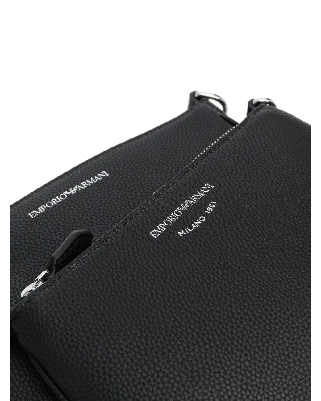 Emporio Armani Black Deer-Print Double Mini Bag