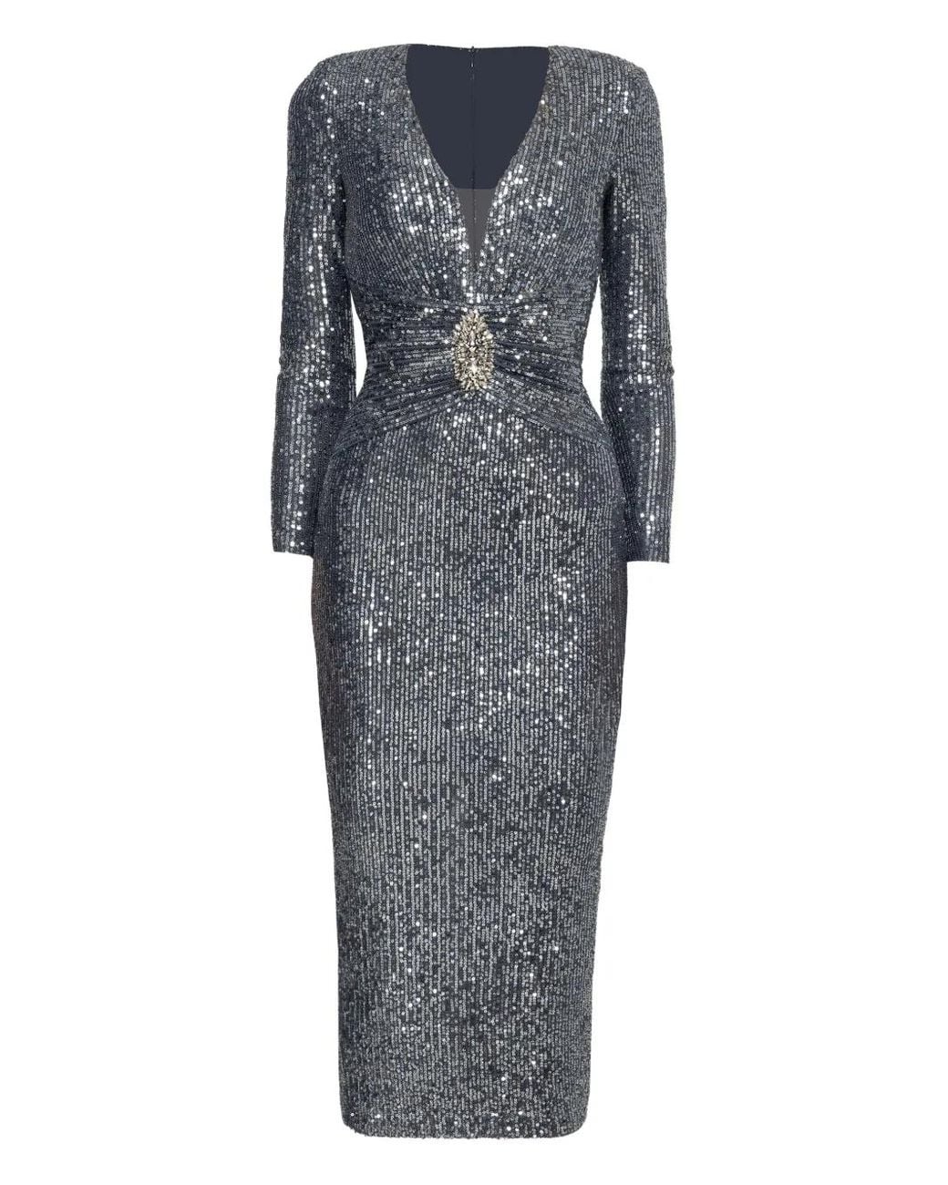 Nissa Gray Sequined Midi Dress