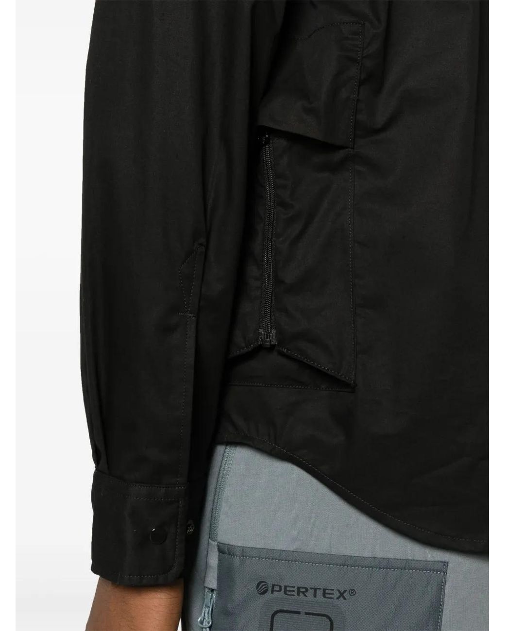 C P Company Black Zipped Gabardine Shirt for men