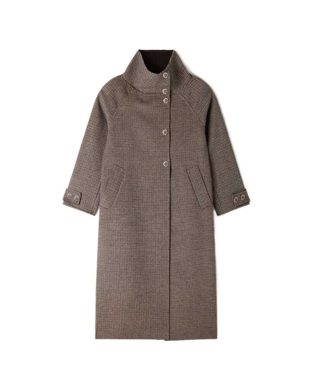 Sandro Brown Oversized Check Coat
