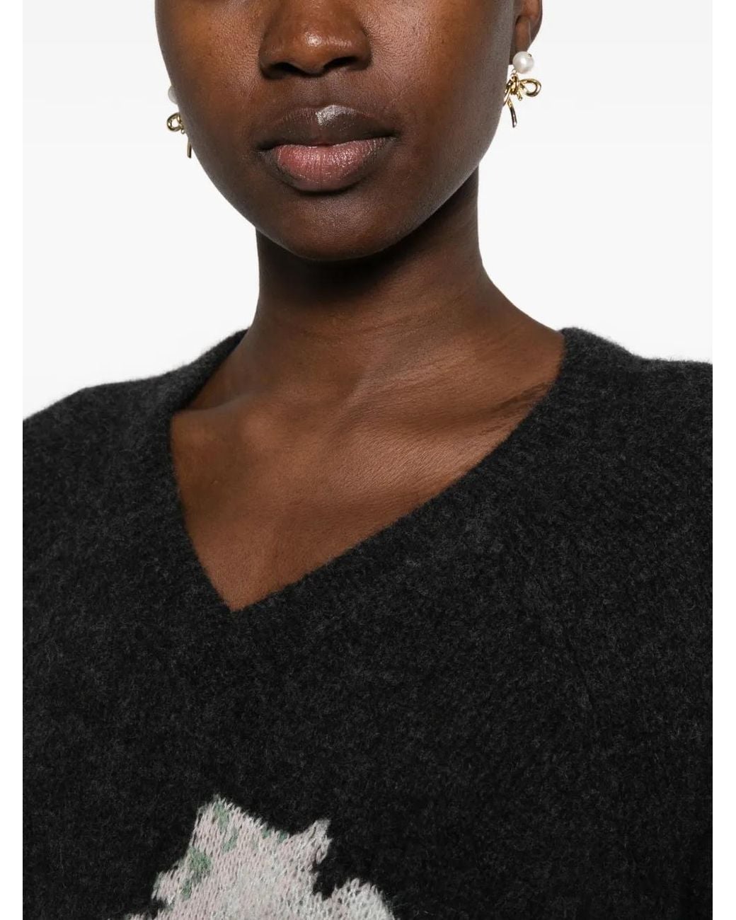 BERNADETTE Black Kane Floral-Intarsia Sweater
