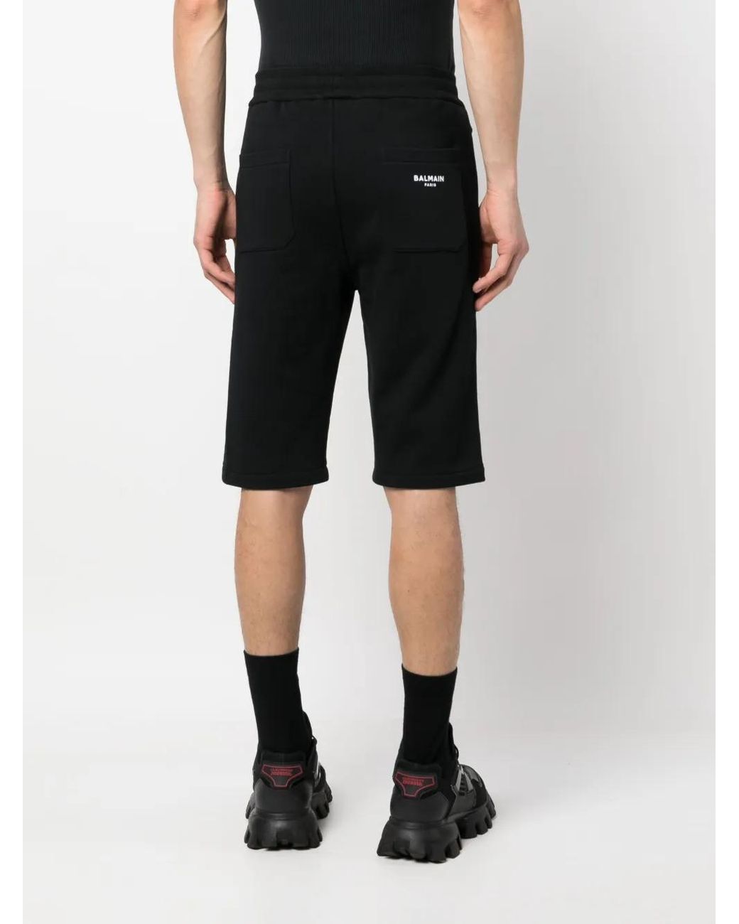 Balmain Blue Logo-Print Track Shorts for men