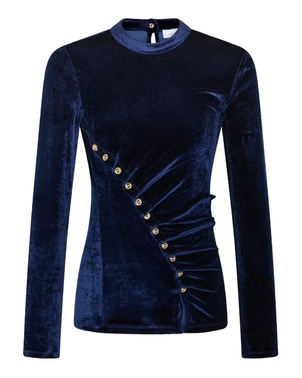 Rabanne Blue Draped Velvet Top