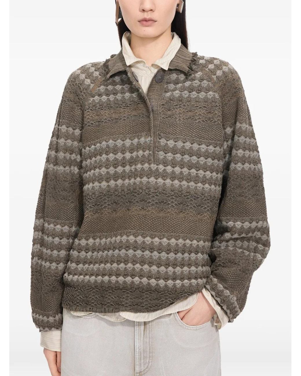 JNBY Gray Geometric-Print Sweater