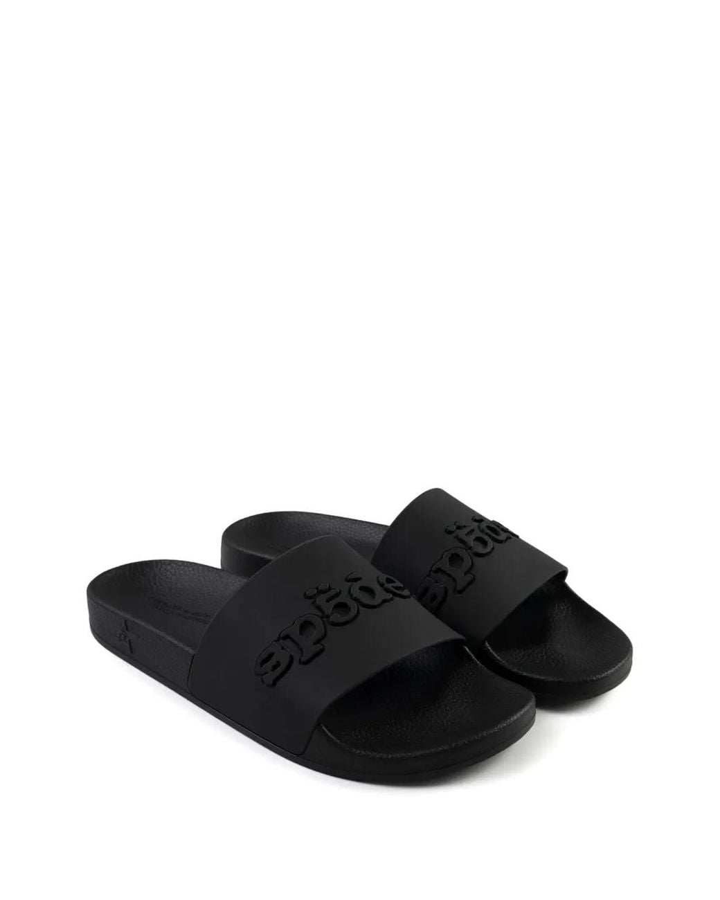 Sp5der Black Enzo 001 Logo-Embossed Slides for men