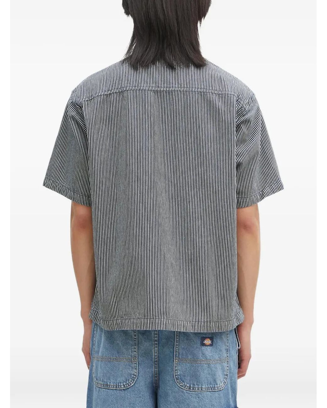 Aries Gray Striped Zip-Neck Polo Shirt for men