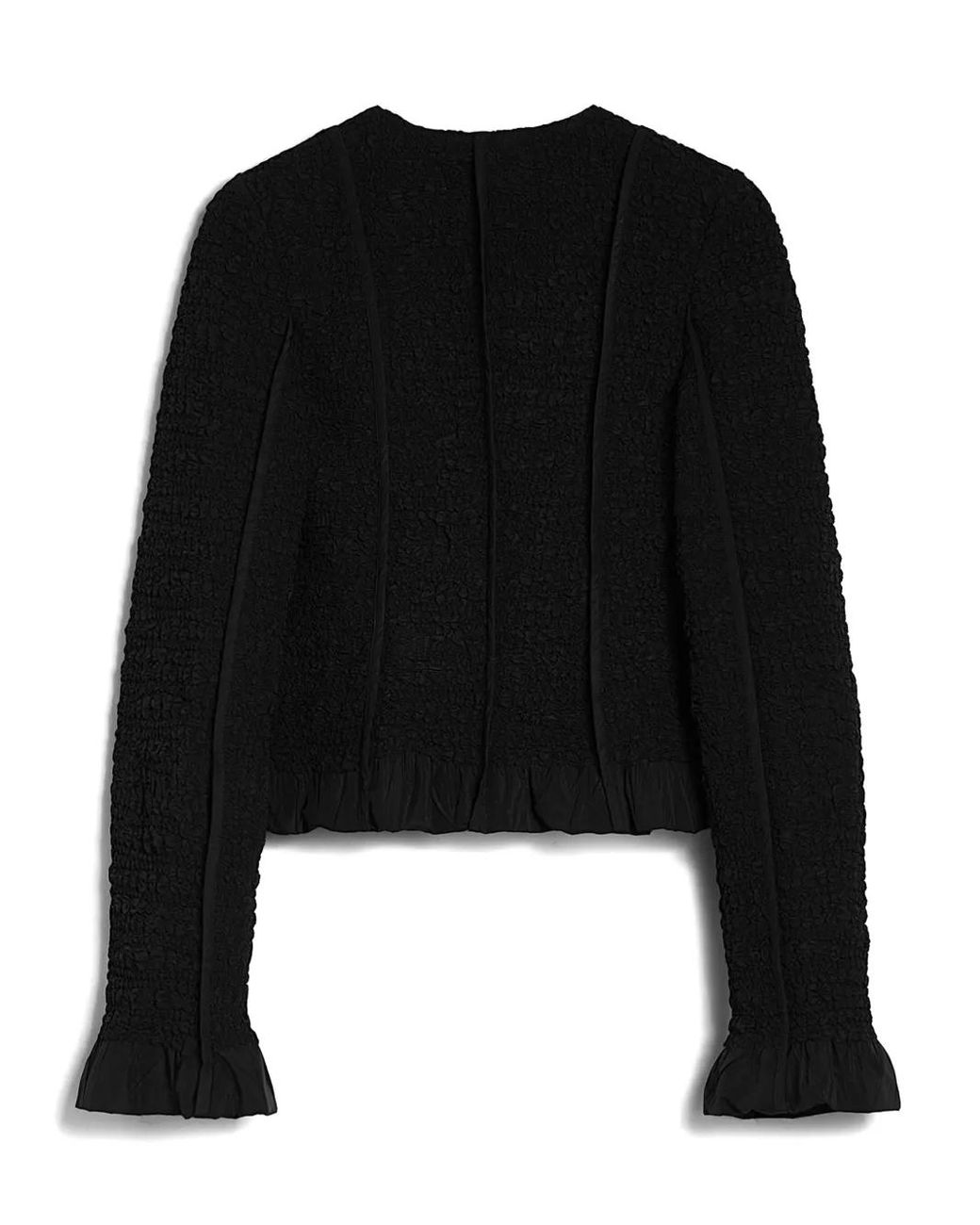 Jil Sander Black Chaqueta Puños-Dobladillo Drap Negro