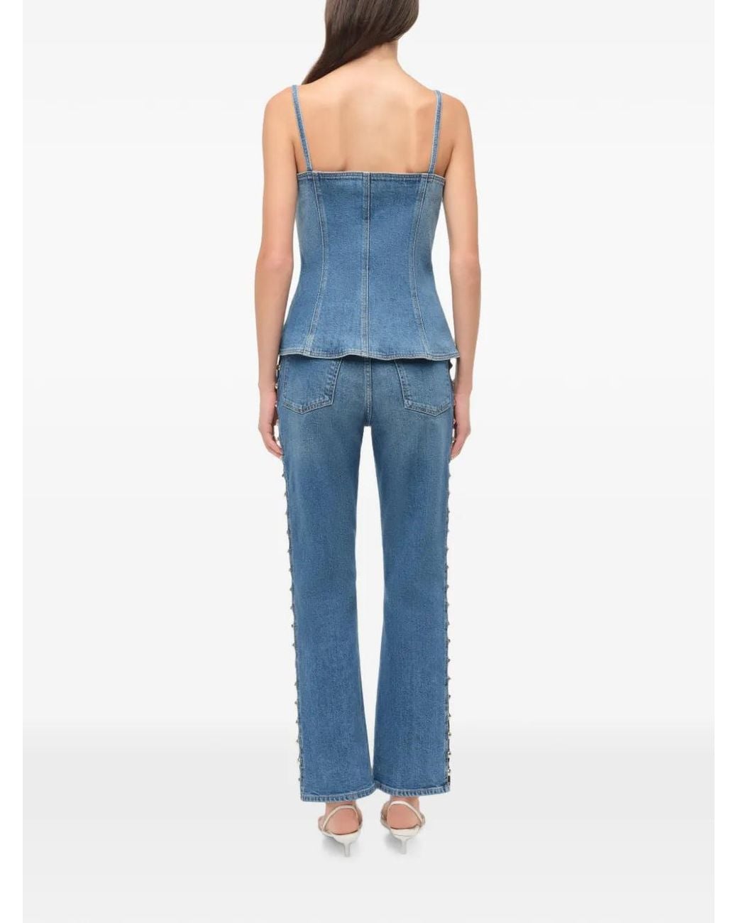 Jonathan Simkhai Blue Junie Studded Denim Top