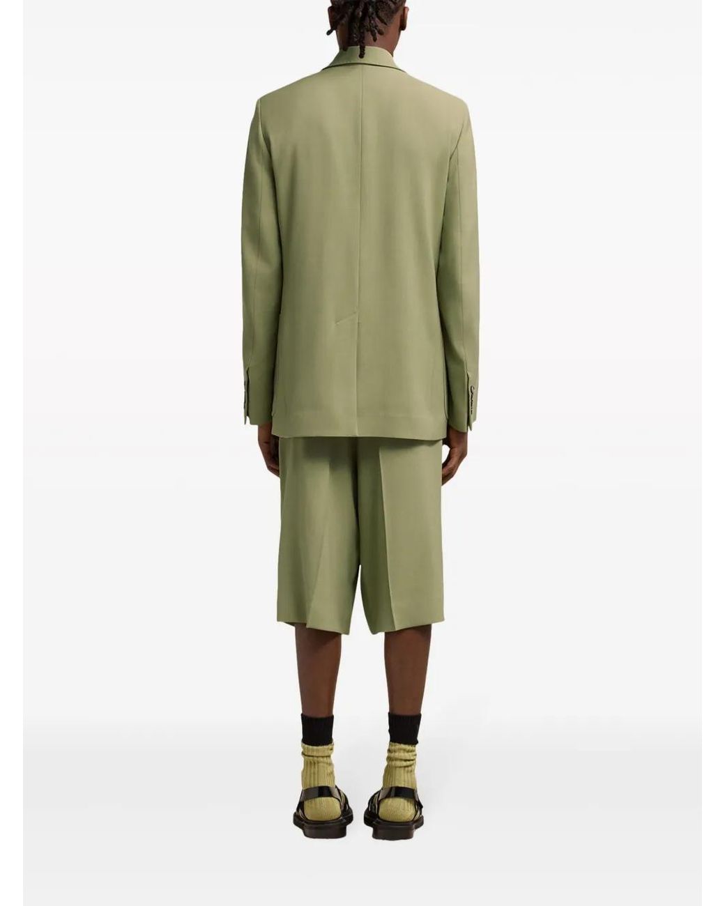 AMI Green Double-Breasted Peak-Lapel Blazer for men