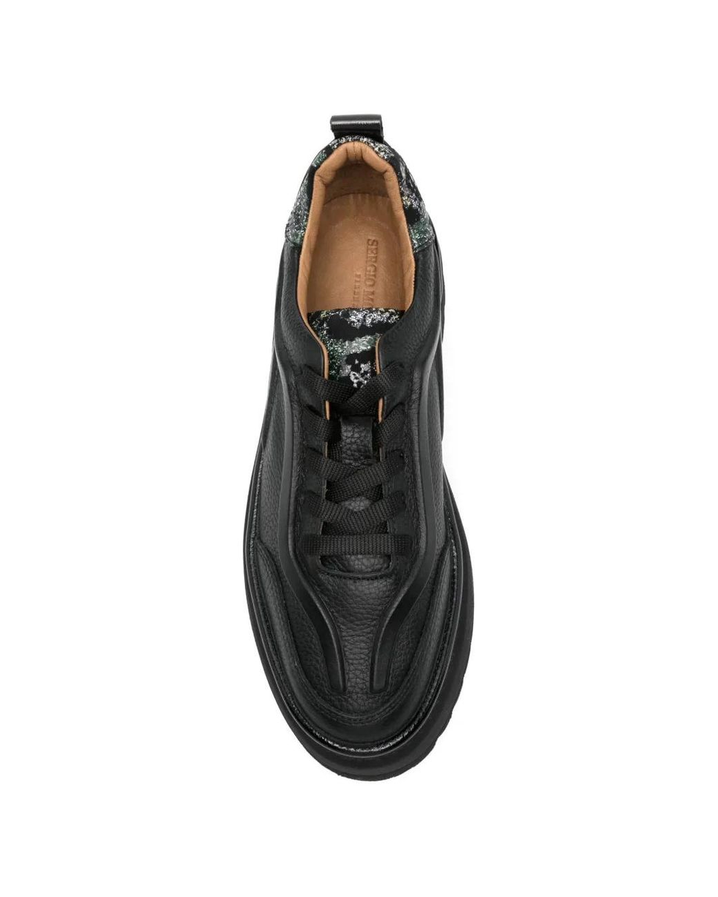 SERGIO MORETTI FIRENZE Black Pebbled Platform Sneakers