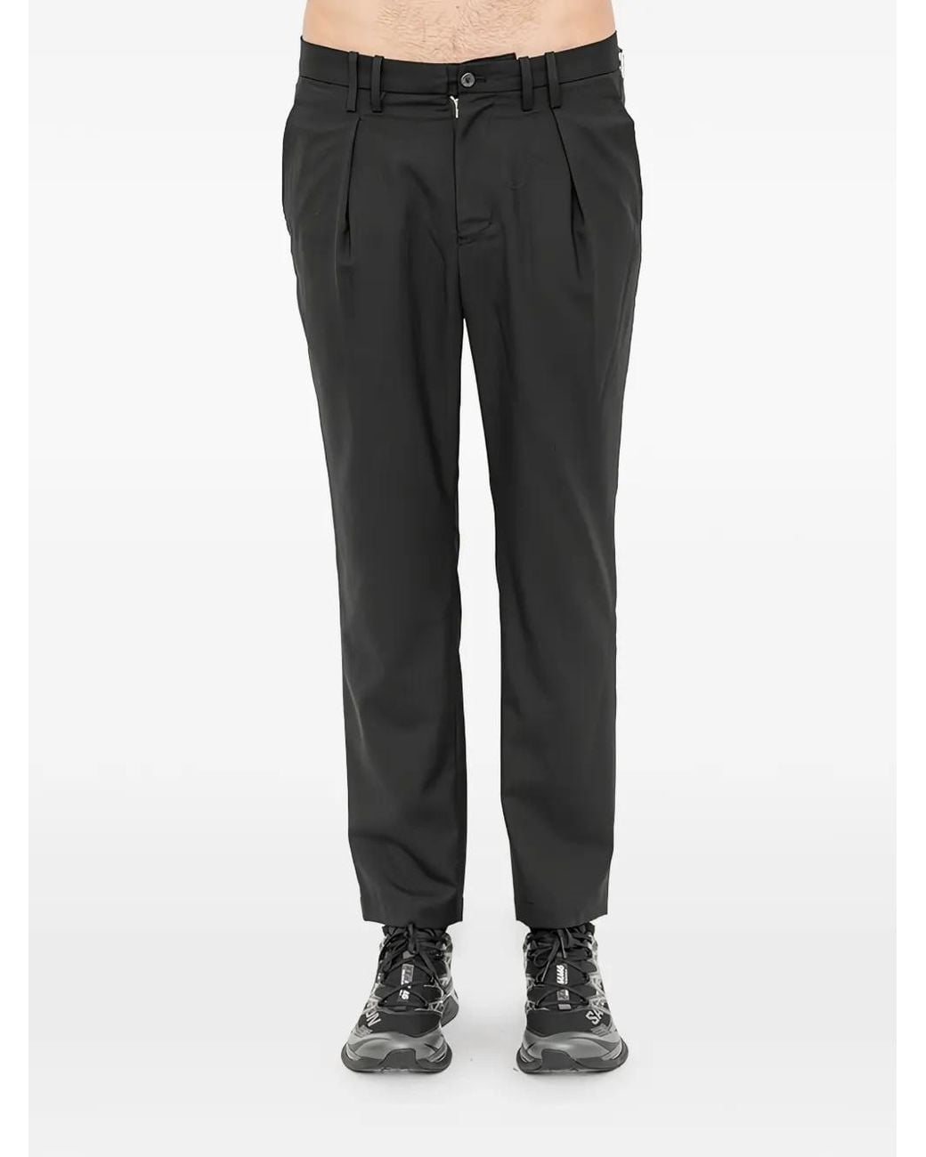 The Viridi-anne Black Pleated Tapered Trousers for men