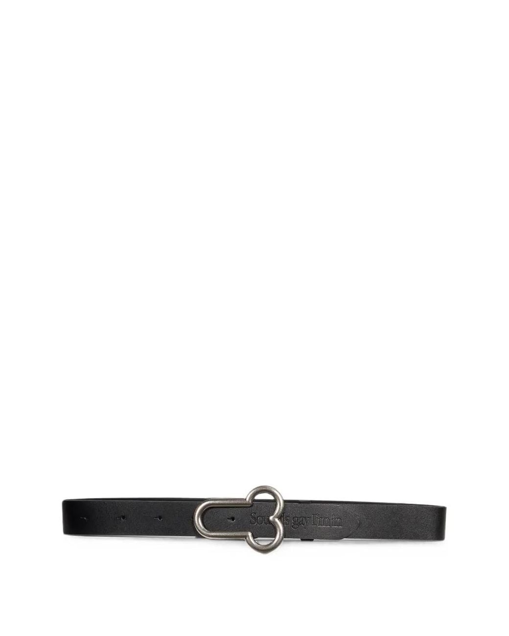 Carne Bollente White Sculptural-Buckle Leather Belt for men