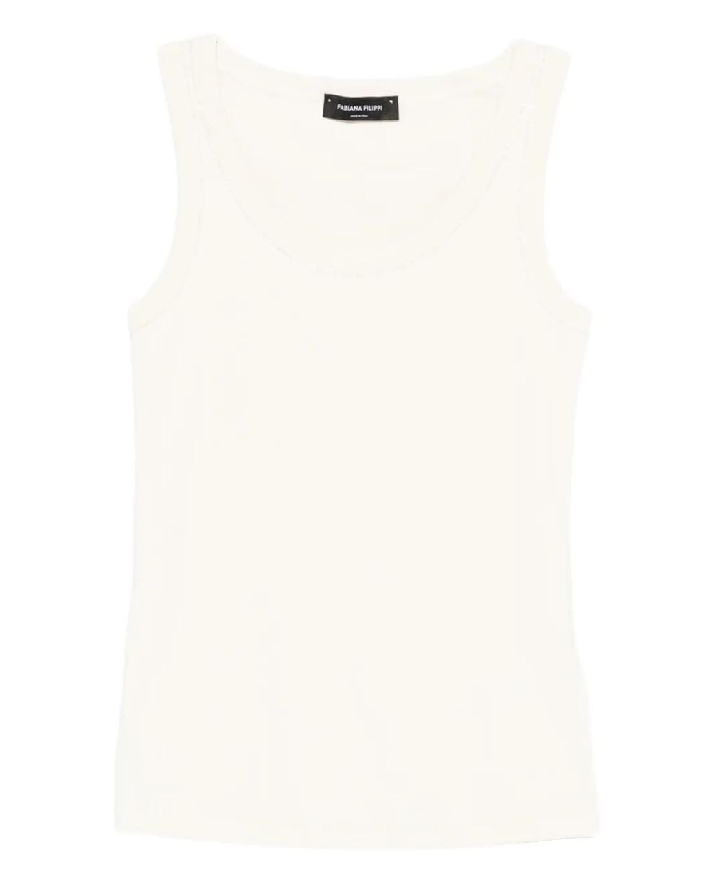 Fabiana Filippi White Scoop-Neck Top