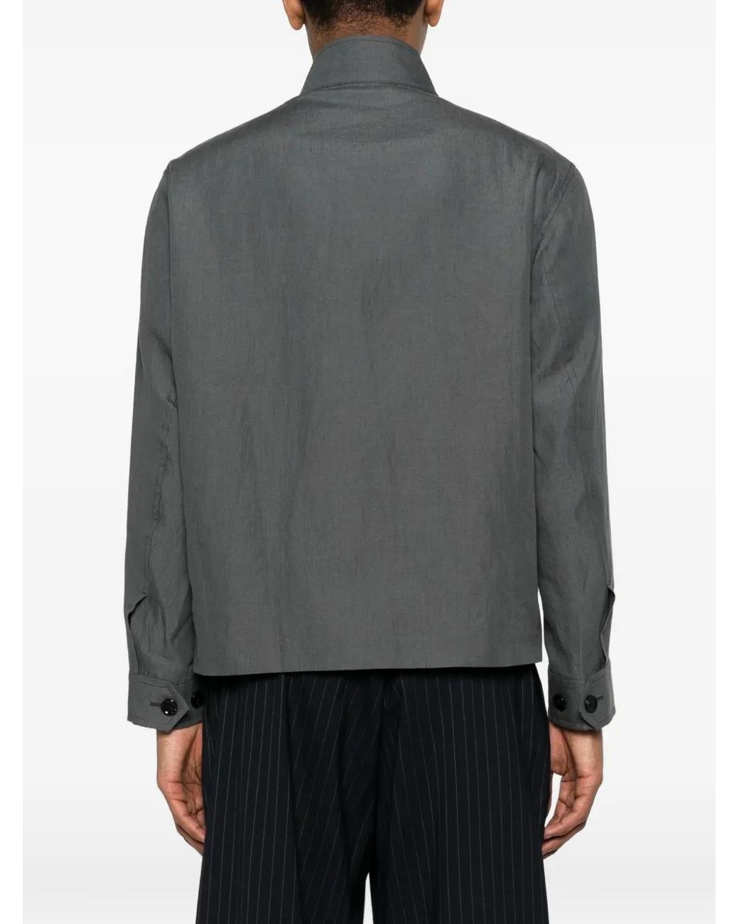 Lardini Gray Zip Collar Jacket for men