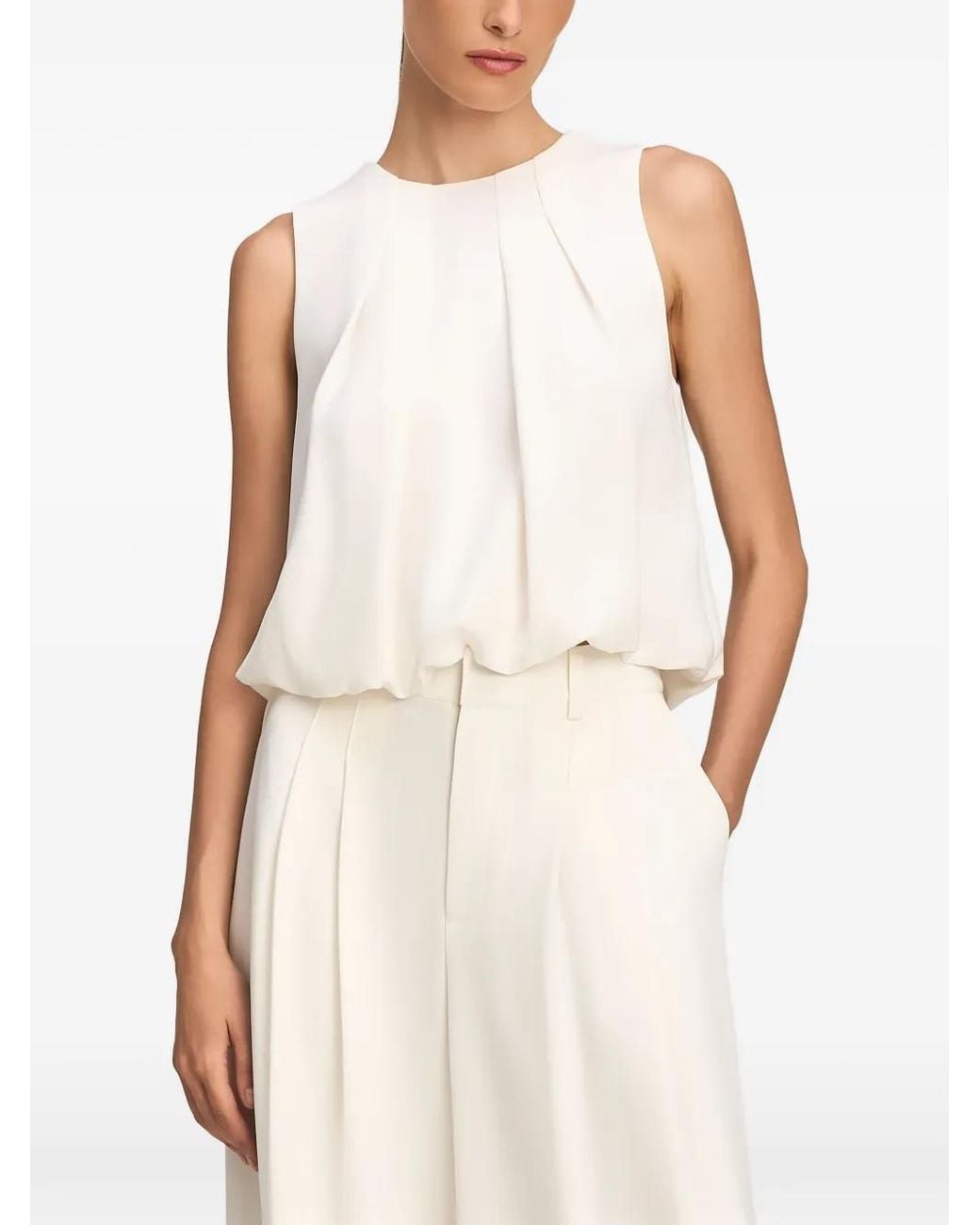 Cinq À Sept White Avira Pleated Blouse
