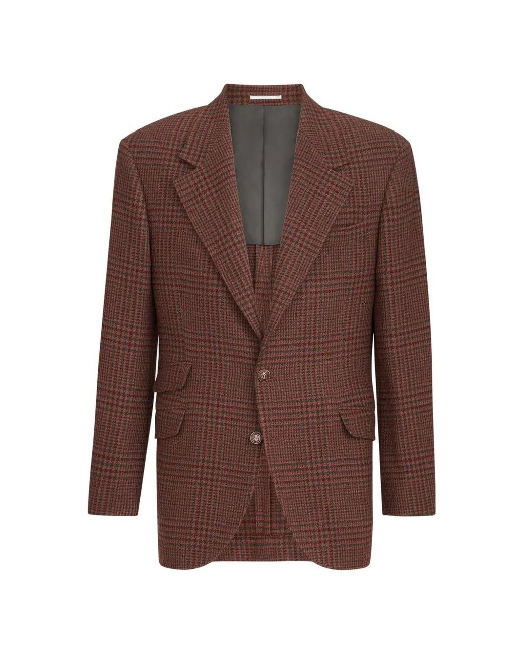 Brunello Cucinelli Brown Blazer Sur Mesure Prince De Galles En Cachemire for men