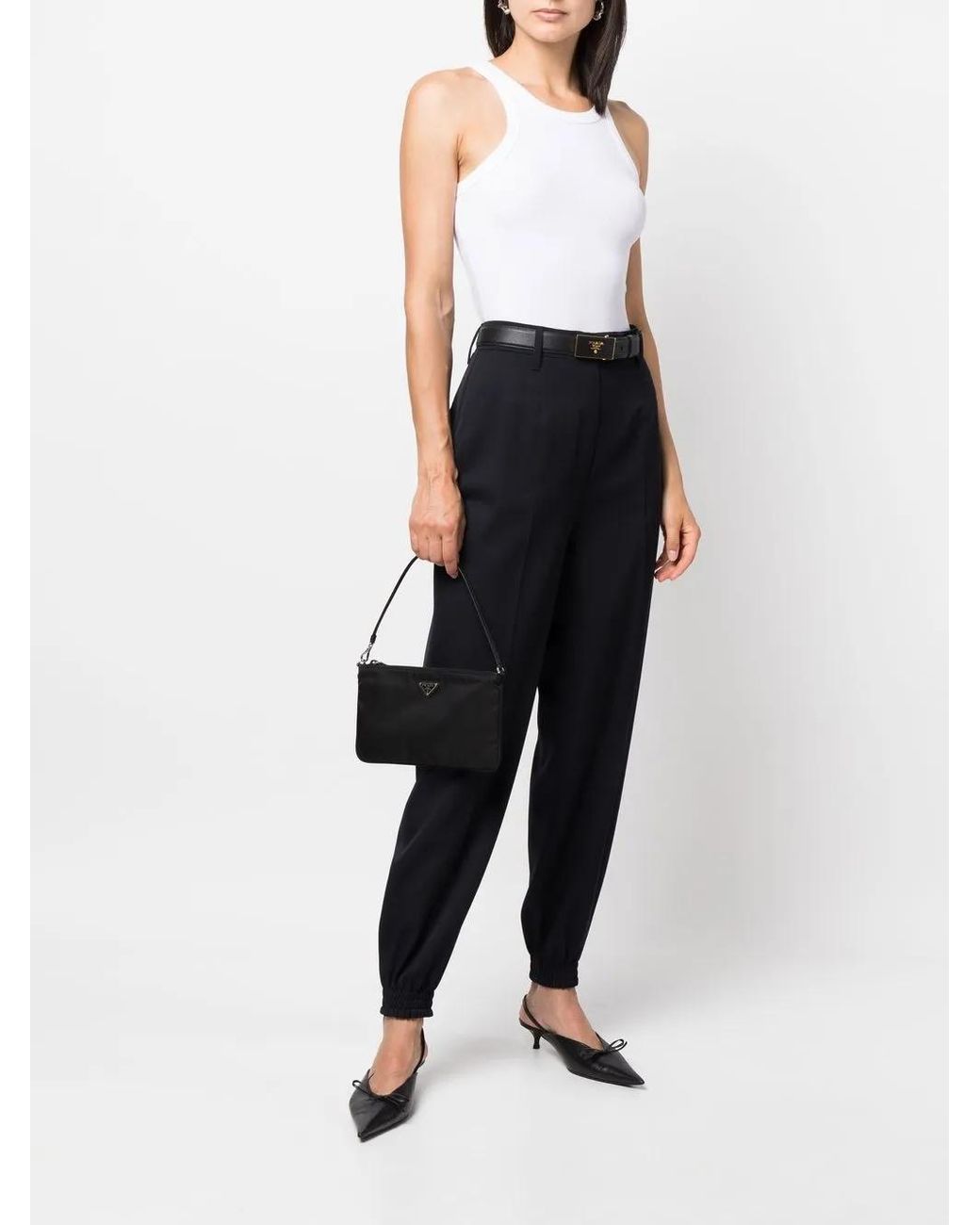 Prada Black Tapered Tailored Trousers
