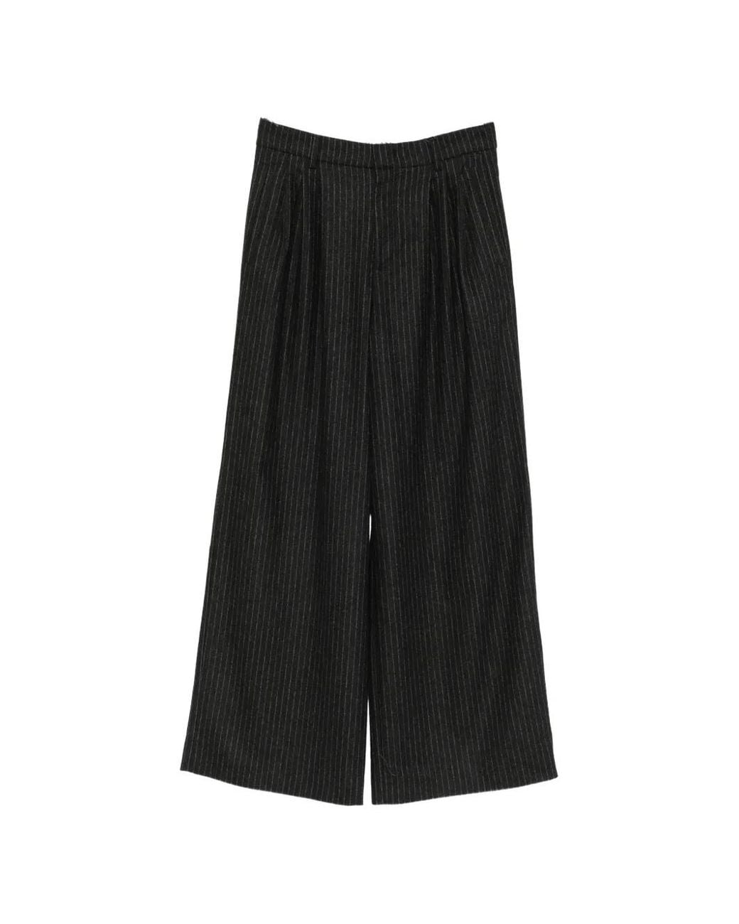 Rossi Black Pinstripe Wide-Leg Trousers