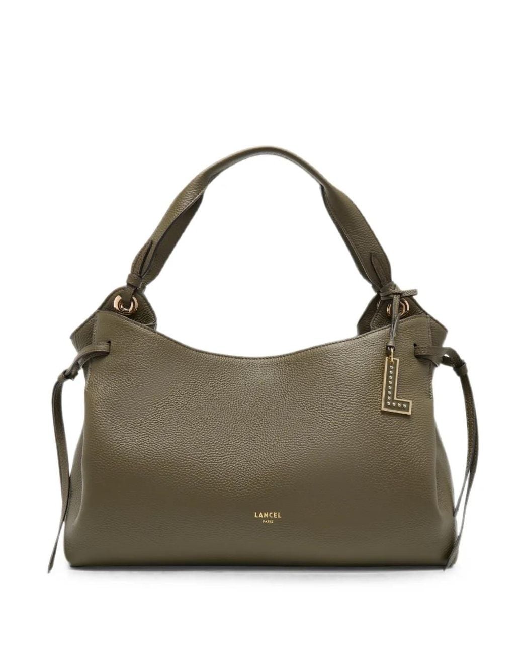 Lancel Metallic Swann Grained Leather Tote Bag