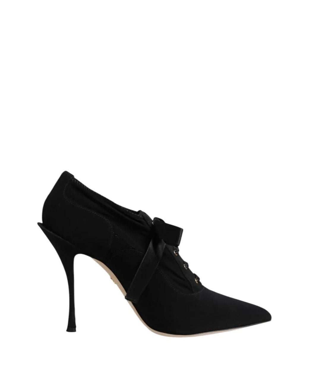 Dolce & Gabbana Black Lace-Up Pointed-Toe Pumps