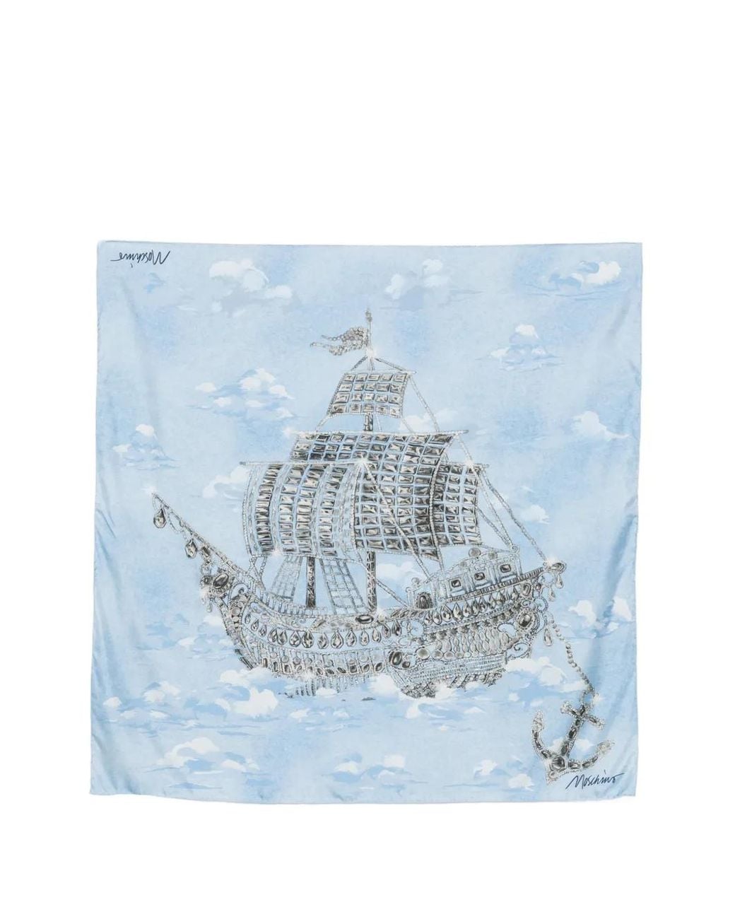 Sciarpa Con Stampa di Moschino in Blue