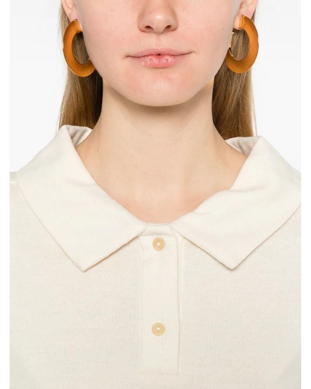 Khaite White Jasna Silk Polo Shirt