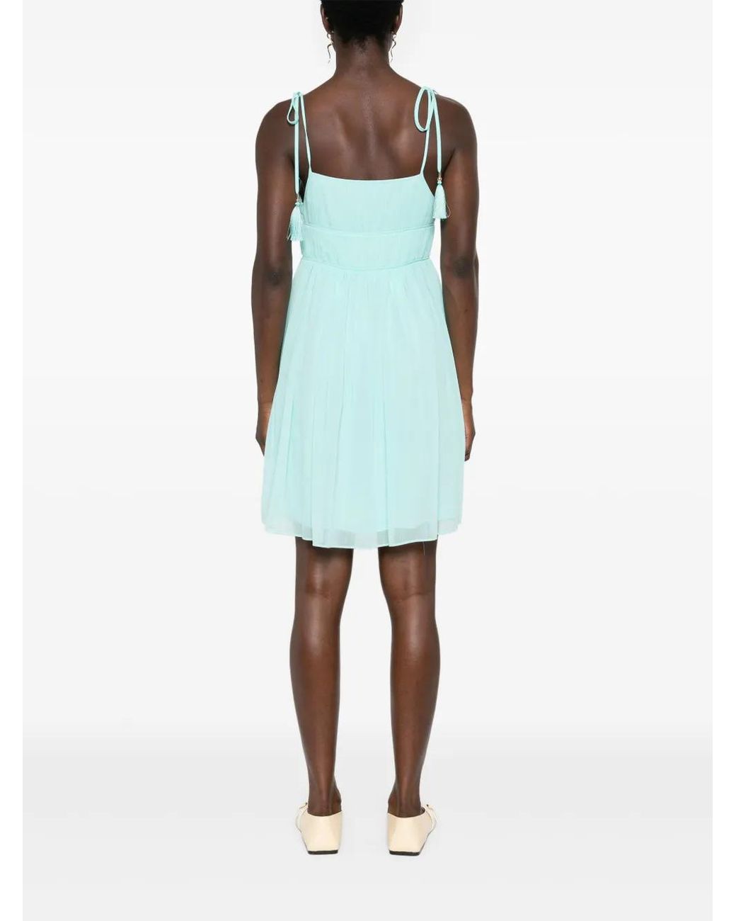 Patrizia Pepe Blue Plissé Crepe Mini Dress