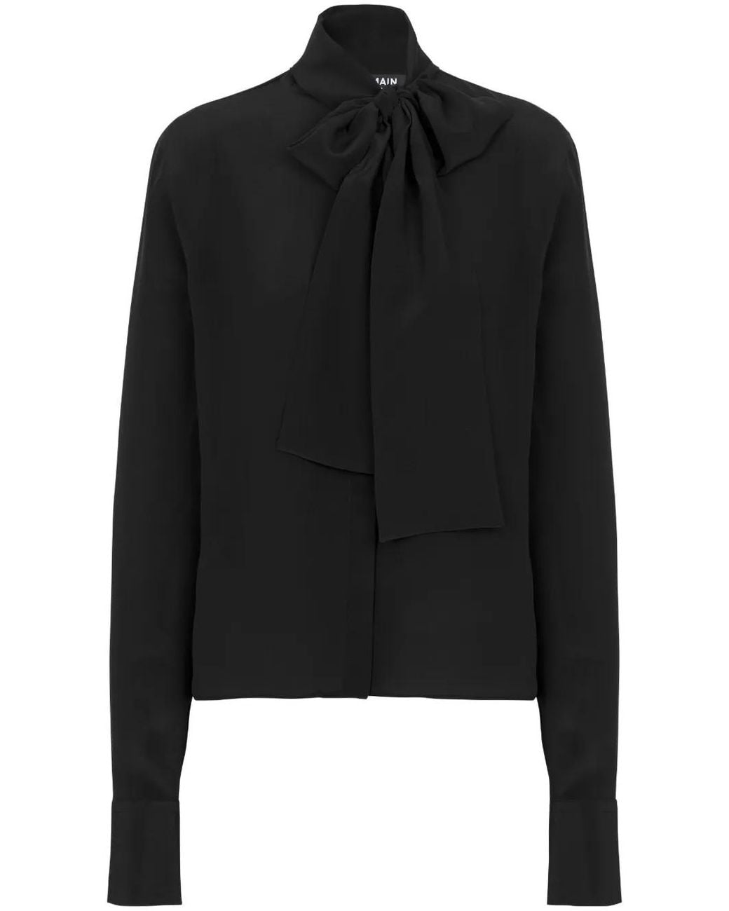 Balmain Black Bow-Detail Buttoned Blouse
