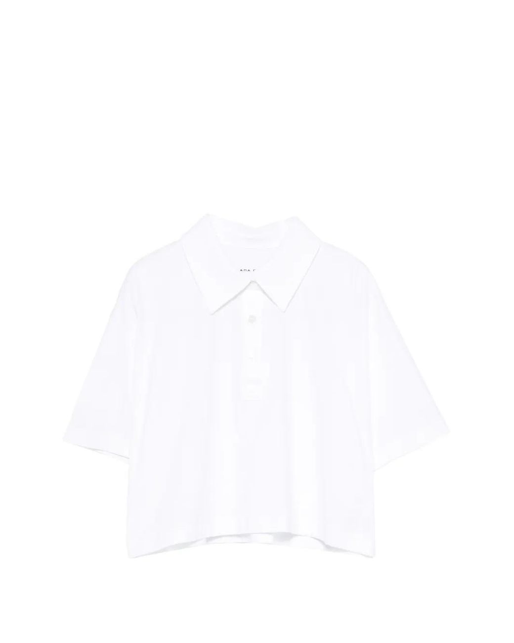 Liviana Conti White Polo Crop À Boutonnière